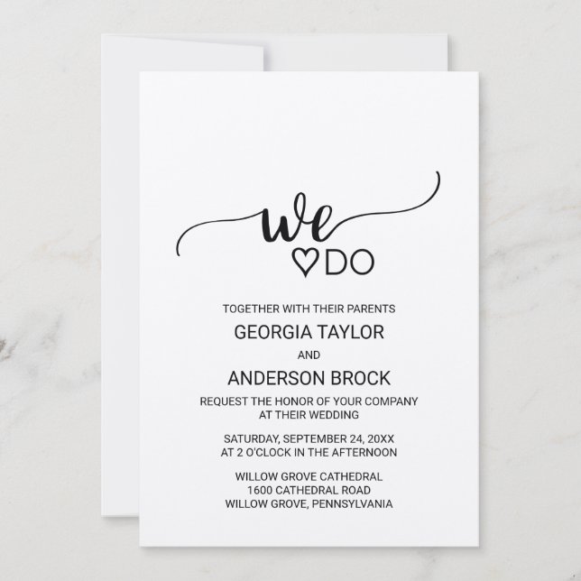 Simple Kraft Calligraphy "We Do" Wedding Invitation (Front)