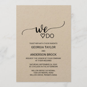 Simple Kraft Calligraphy "We Do" Wedding Invitation