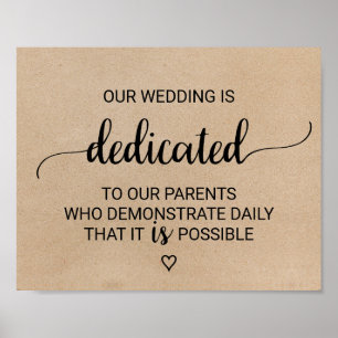 Simple Kraft Calligraphy Wedding Dedication Sign