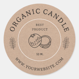 Simple  Kraft Candle Package  Classic Round Sticker
