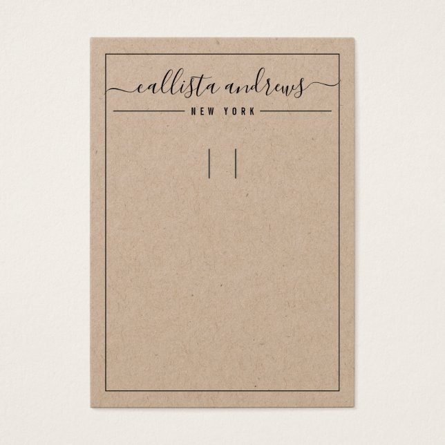 Simple Kraft Paper Cursive Keychain Display Card (Front)