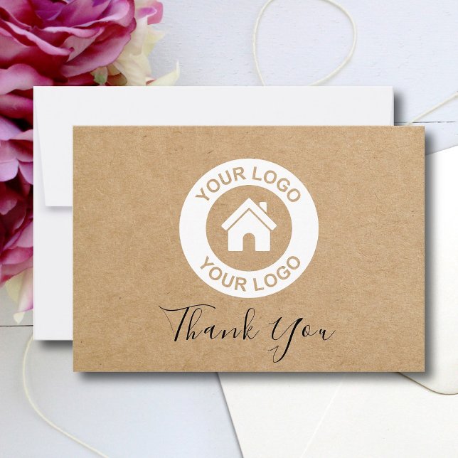 Simple Kraft Paper Custom Business Logo Message Thank You Card (Creator Uploaded)