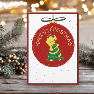 Simple Lab Christmas Tree Funny Retro Folded Holiday Card