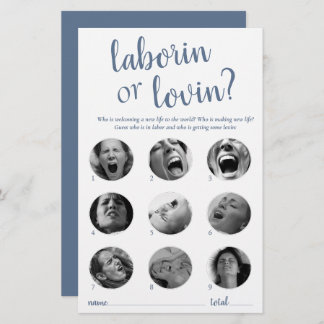 Simple Laborin or Lovin | Dusty Blue Game Card