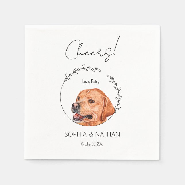 Simple Labrador Retriever Dog Wedding Cocktail  Napkin (Front)