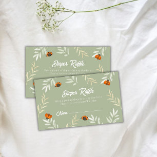 Simple Ladybug Greenery Diaper Raffle Baby Shower Enclosure Card