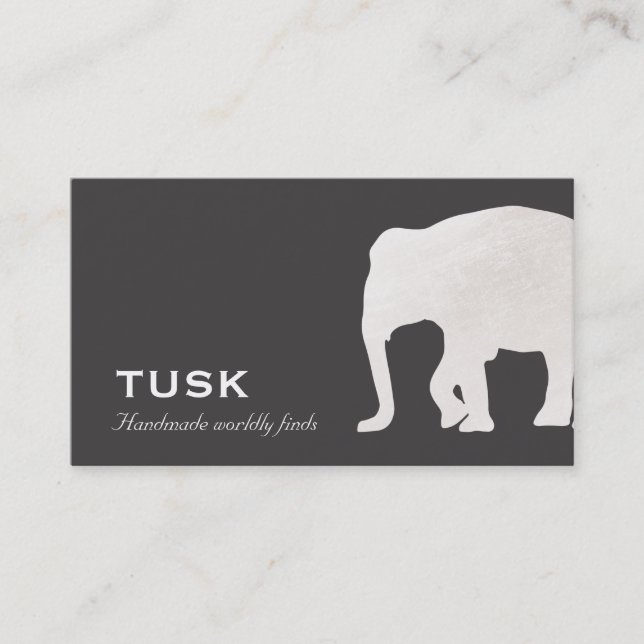 Simple Large Elephant Black Business Card (Front)