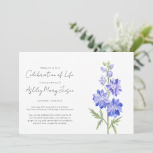 Simple Larkspur Celebration of Life Invitation