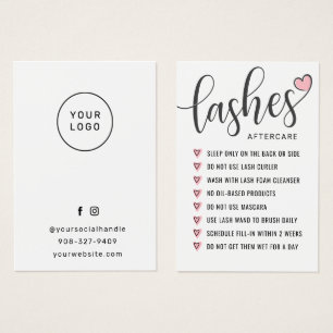 Simple Lash Aftercare Eyelash Extensions Card