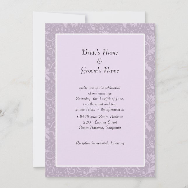 Simple Lavender Floral Wedding Invitations (Front)