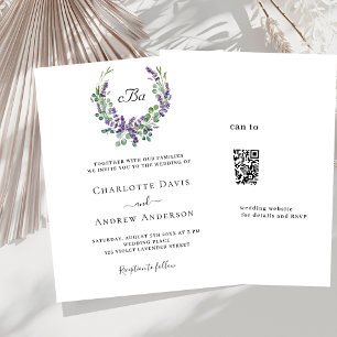 Simple lavender florals QR RSVP budget wedding
