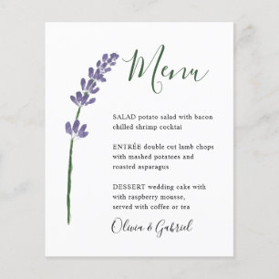 Simple lavender flower Stylish modern wedding menu