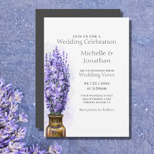 Simple Lavender Flowers Modern Floral Wedding Invitation