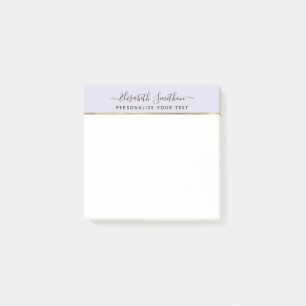 Simple Lavender & Gold Minimal Personal Stationery Post-it Notes