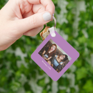 Simple Lavender Minimalist Photo Keepsake Key Ring