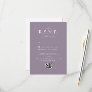Simple Lavender Minimalist QR CODE   Wedding RSVP