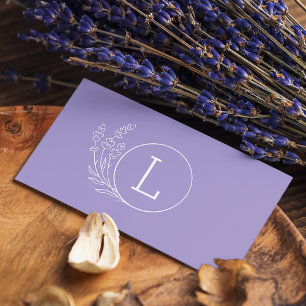 Simple Lavender Monogram Makeup Artist Business Card