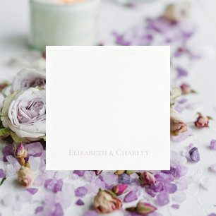 Simple Lavender Personalised Wedding Cocktail Napkin