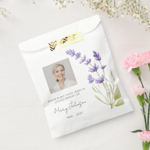 Simple Lavender Photo Funeral Seed Favour Bags