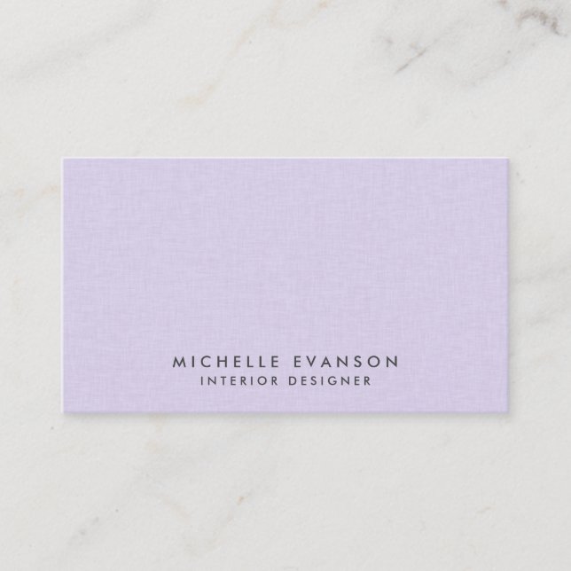 Simple Lavender Purple Linen Professional Business Card (Front)