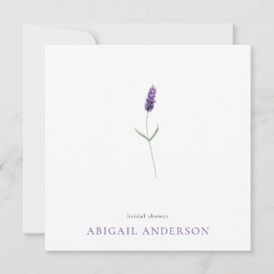 Simple Lavender Stem Minimalist Square Shower Invitation