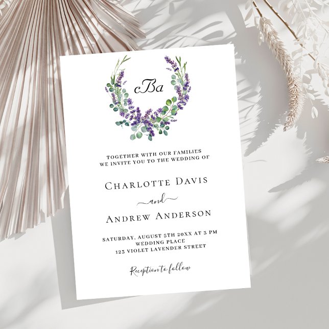 Simple lavender violet florals luxury wedding invitation (Creator Uploaded)