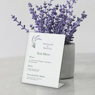 Simple Lavender Wedding Bar Menu Pedestal Sign