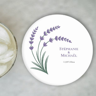 Simple Lavender Wedding Round Paper Coaster
