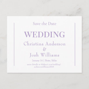 Simple Lavender Wedding Save the Date Postcard