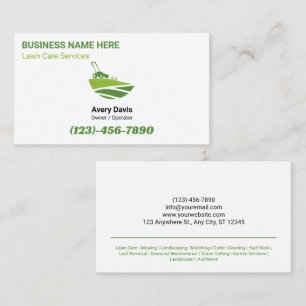 Simple Lawn Care Landscaping Tree Service Logo Business Card