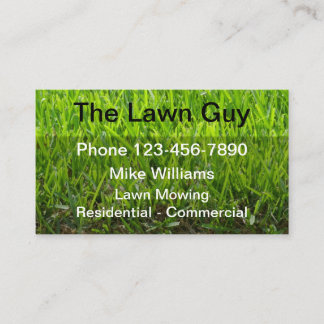 Simple Lawn Mowing Green Grass Business Card