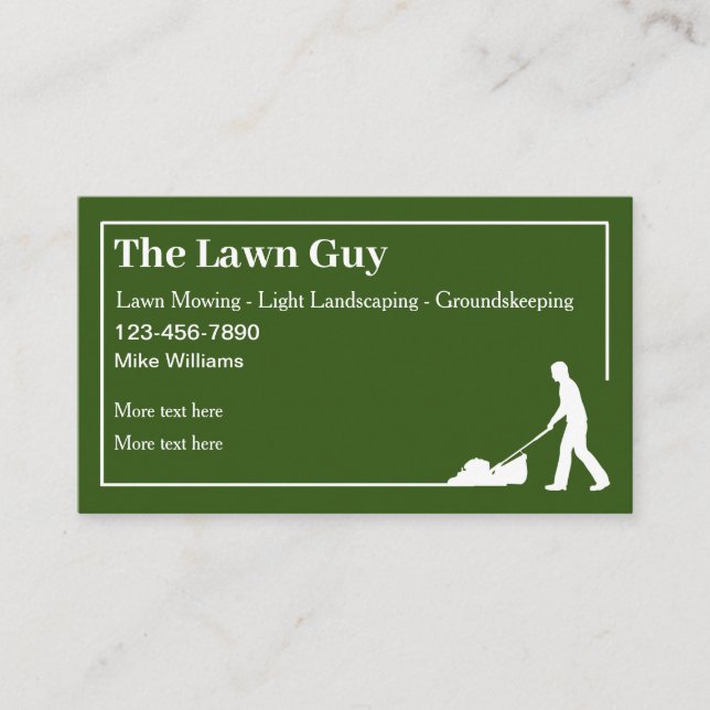 Simple Lawn Mowing Service Business Cards (Front)