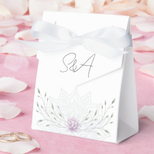 Simple Leaf and Pink Lotus with Mandala Wedding Favour Box