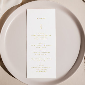 Simple Leaf Gold & White Wedding Dinner Menu