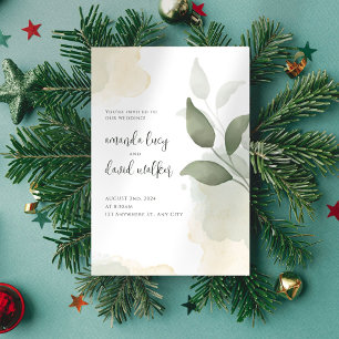 Simple Leaf Green Wedding Invitation