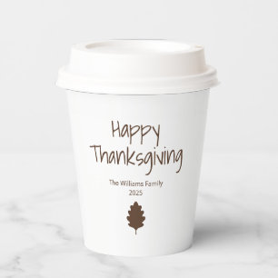 Simple Leaf Modern Family Thanksgiving Dinner Paper Cups