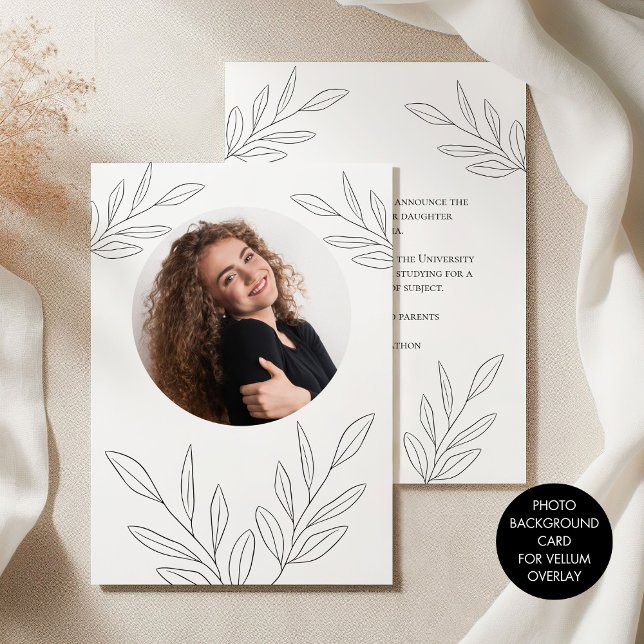 Simple Leaf Photo Grad Graduation Announcement (Creator Uploaded)