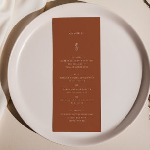 Simple Leaf Terracotta Wedding Dinner Flat Menu