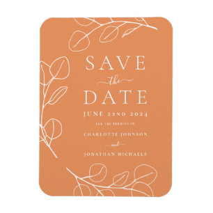 Simple Leaves Apricot Wedding Magnet