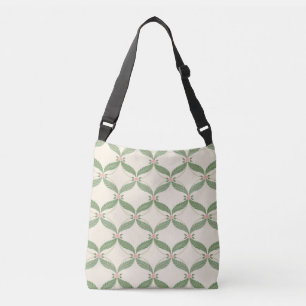 Simple Leaves Flowers Grid Pattern Crossbody Bag