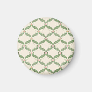 Simple Leaves Flowers Grid Pattern Magnet