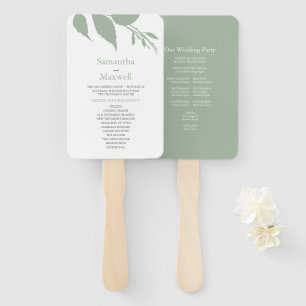 Simple Leaves Green Wedding Hand Fan