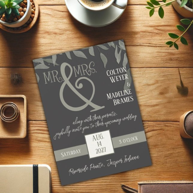 Simple Leaves Modern Elegant Inspirivity Wedding  Invitation (Creator Uploaded)