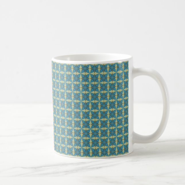 Simple leaves pattern in blue coffee mug (Right)