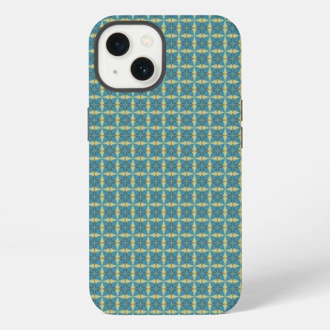 Simple leaves pattern in blue iPhone case (Back)