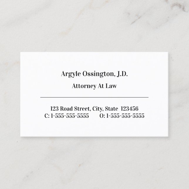 Simple, Legal Professional Business Card (Front)