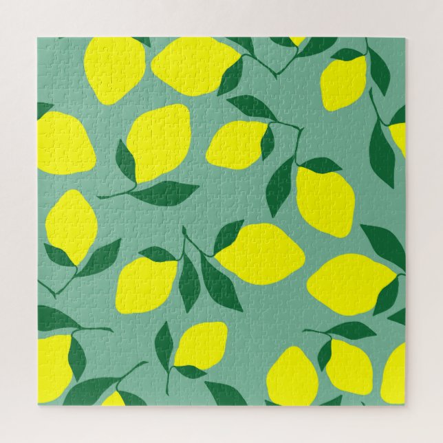 Simple Lemon, Green Background Print. Jigsaw Puzzle (Vertical)