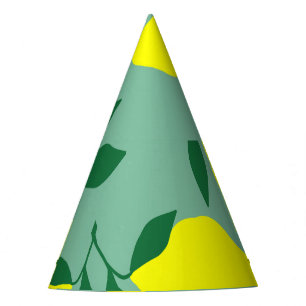 Simple Lemon, Green Background Print. Party Hat