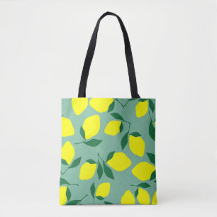 Simple Lemon, Green Background Print. Tote Bag