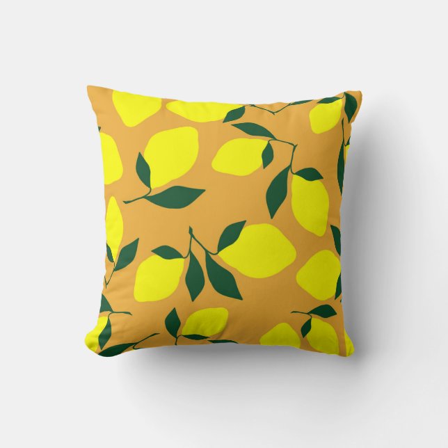 Simple lemon pattern, orange background. cushion (Front)